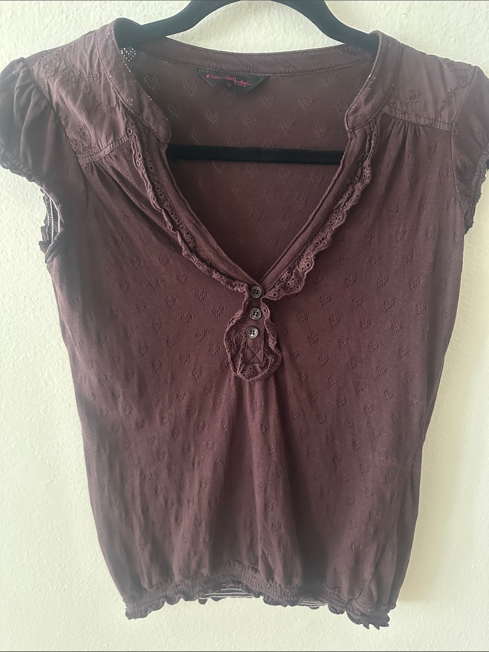 Miss Selfridge Lace-Trim Cap Sleeve Top